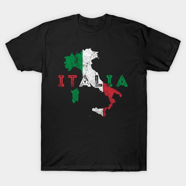 Italia Map and Italy Flag Souvenir T-Shirt by Family Heritage Gifts